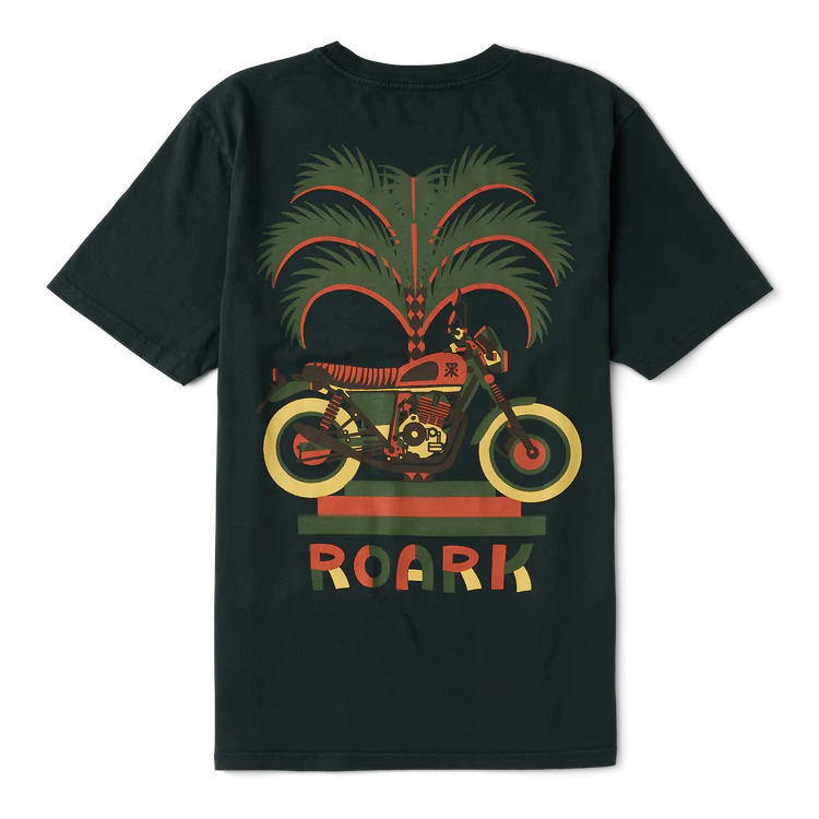 T-Shirt Moto Palm Noir Délavé Roark