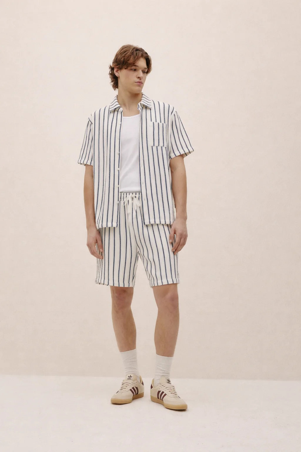 Short Crochet Stripe Blanc Kuwalla Tee