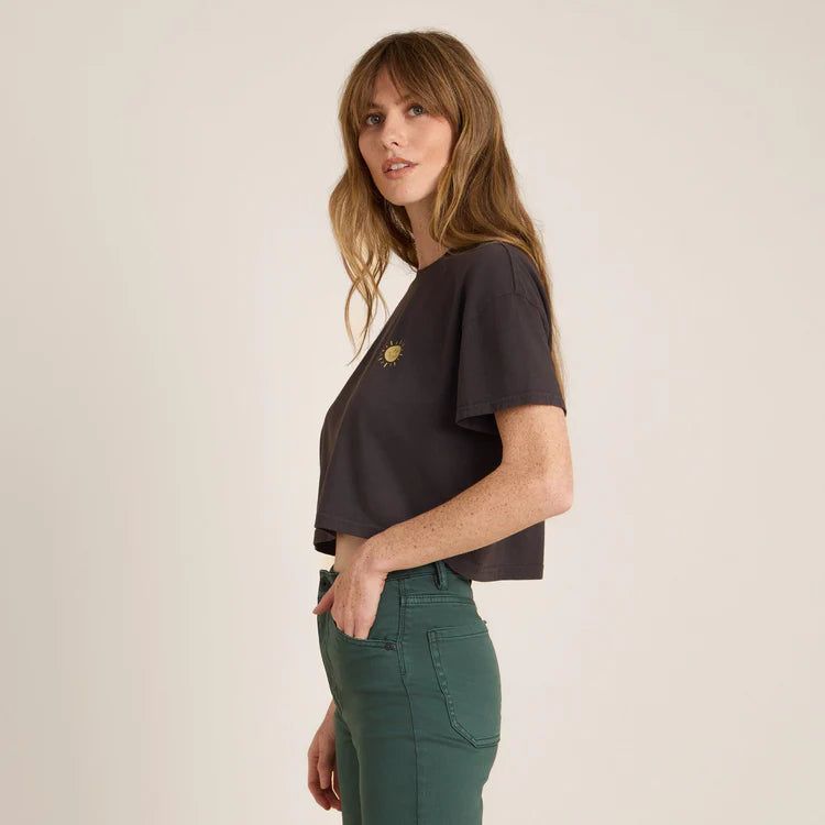 T-Shirt Seek Cropped Boxy Tee Noir Délavé Roark