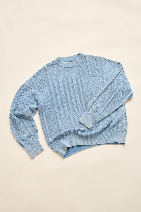 Rhythm Blue Salt Wash Patchwork Jumper
