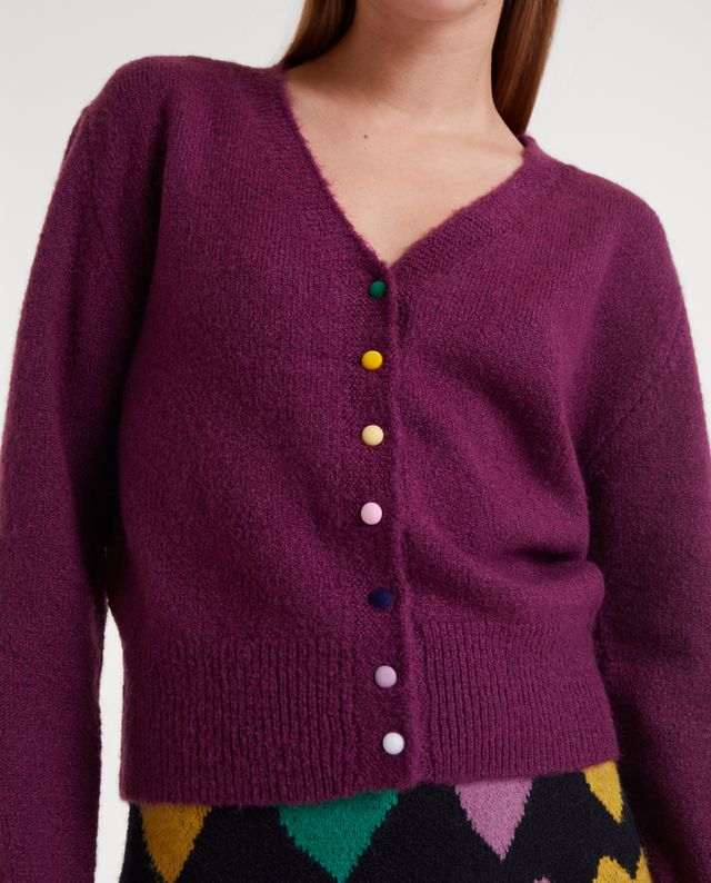 Cardigan Colorful Buttons Aubergine Compania Fantastica
