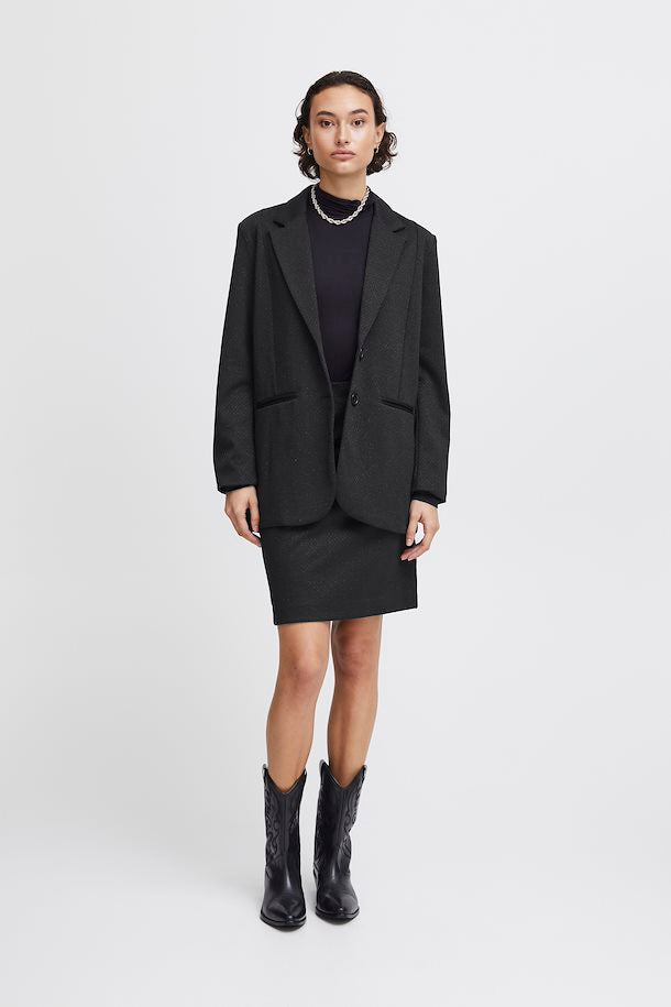 Ichi Kate Lurex Sparkle Black Blazer