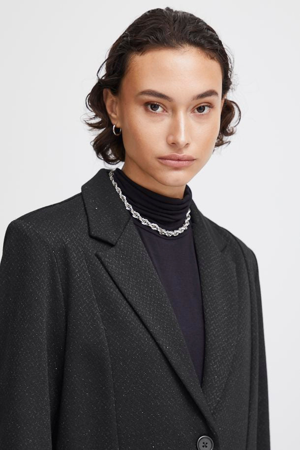 Ichi Kate Lurex Sparkle Black Blazer
