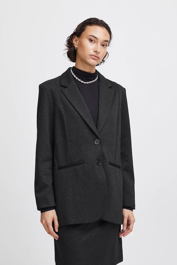 Ichi Kate Lurex Sparkle Black Blazer