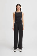 Ichi Black Kate Wide Long Trousers