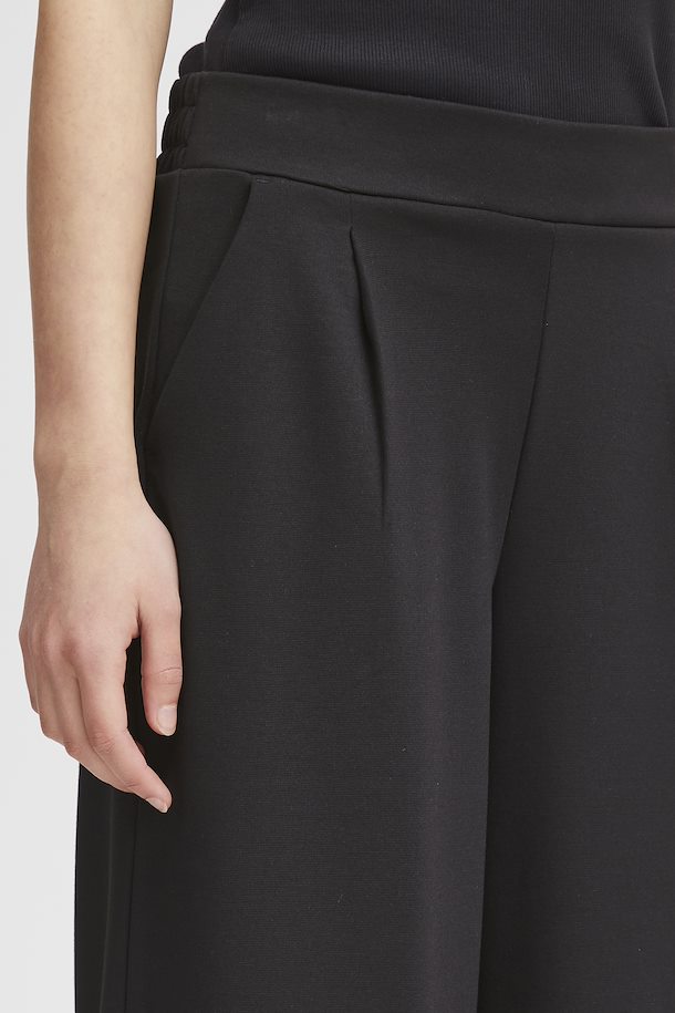 Ichi Black Kate Wide Long Trousers