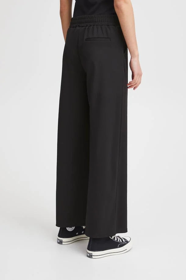 Ichi Black Kate Wide Long Trousers