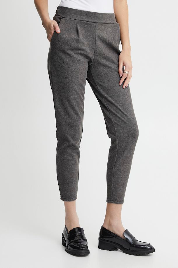 Ichi Kate Black Piqué Trousers
