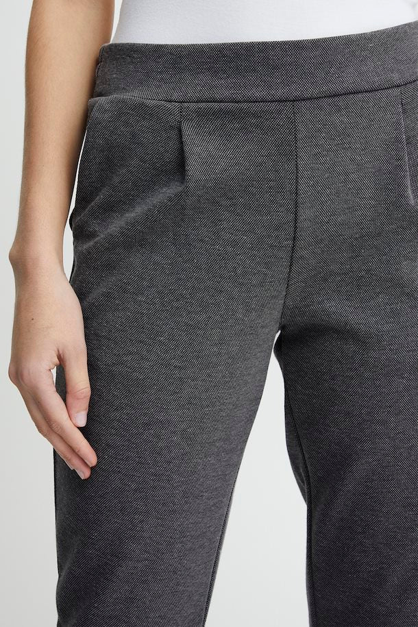 Ichi Kate Black Piqué Trousers