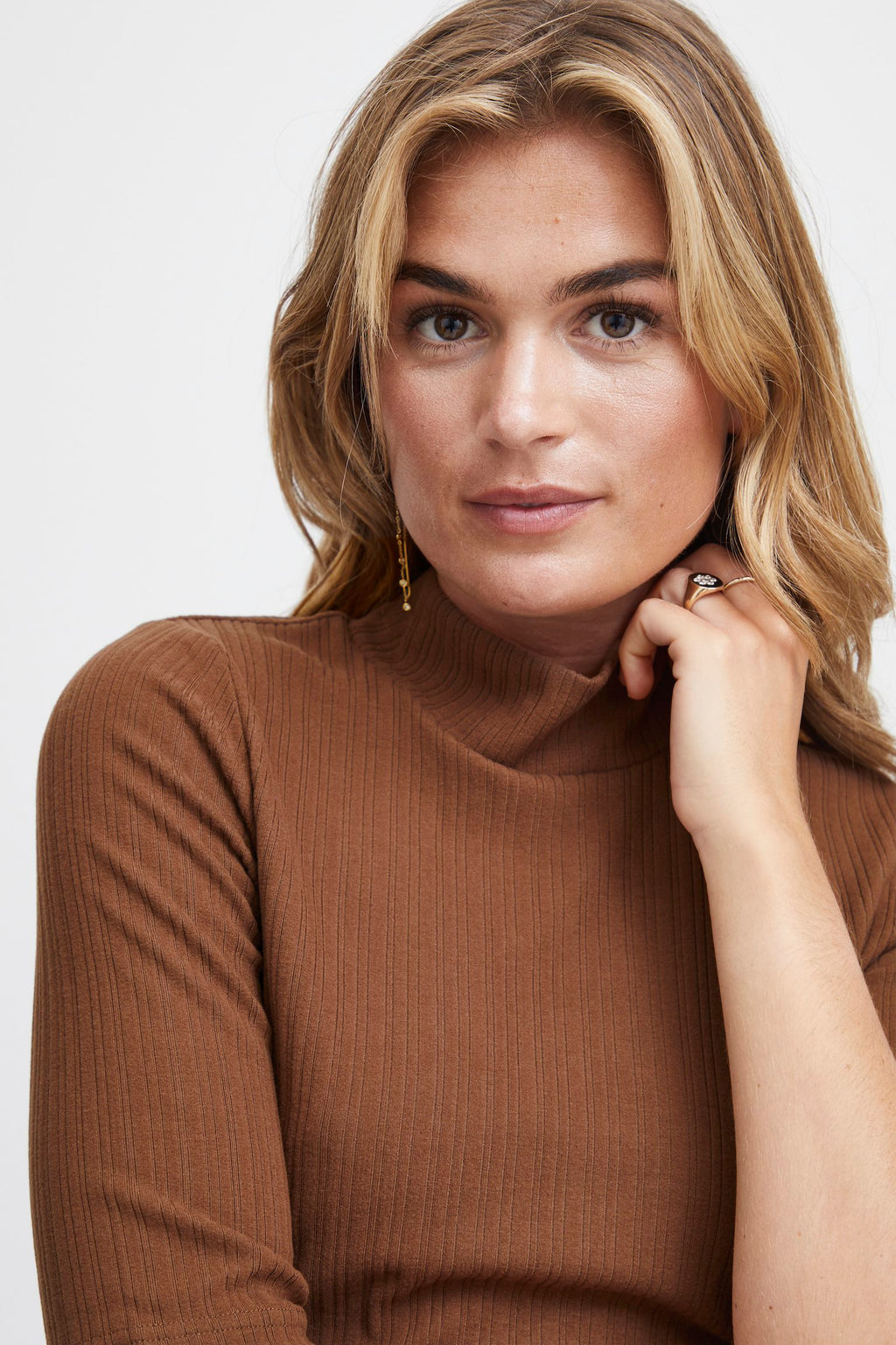Fransa Brown Henley Shirt