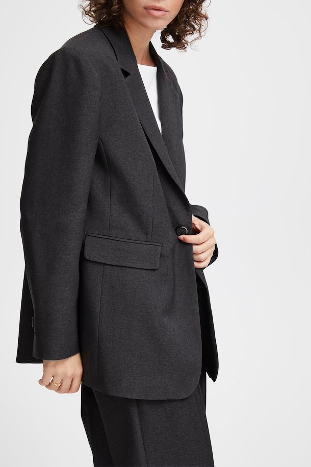 Ichi Dark Grey Blend Zimmie Blazer