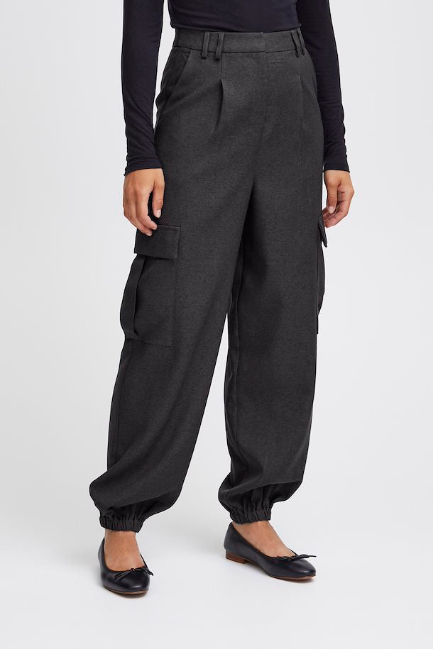 Ichi Dark Grey Mélange Zimmes Trousers