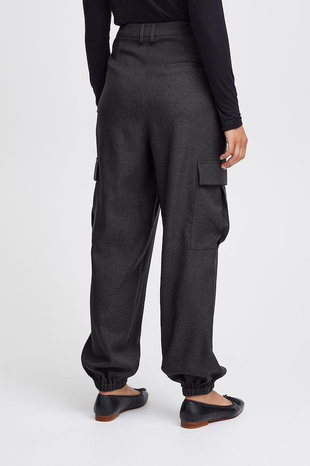 Ichi Dark Grey Mélange Zimmes Trousers