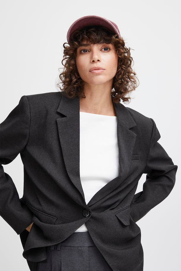 Ichi Dark Grey Blend Zimmie Blazer