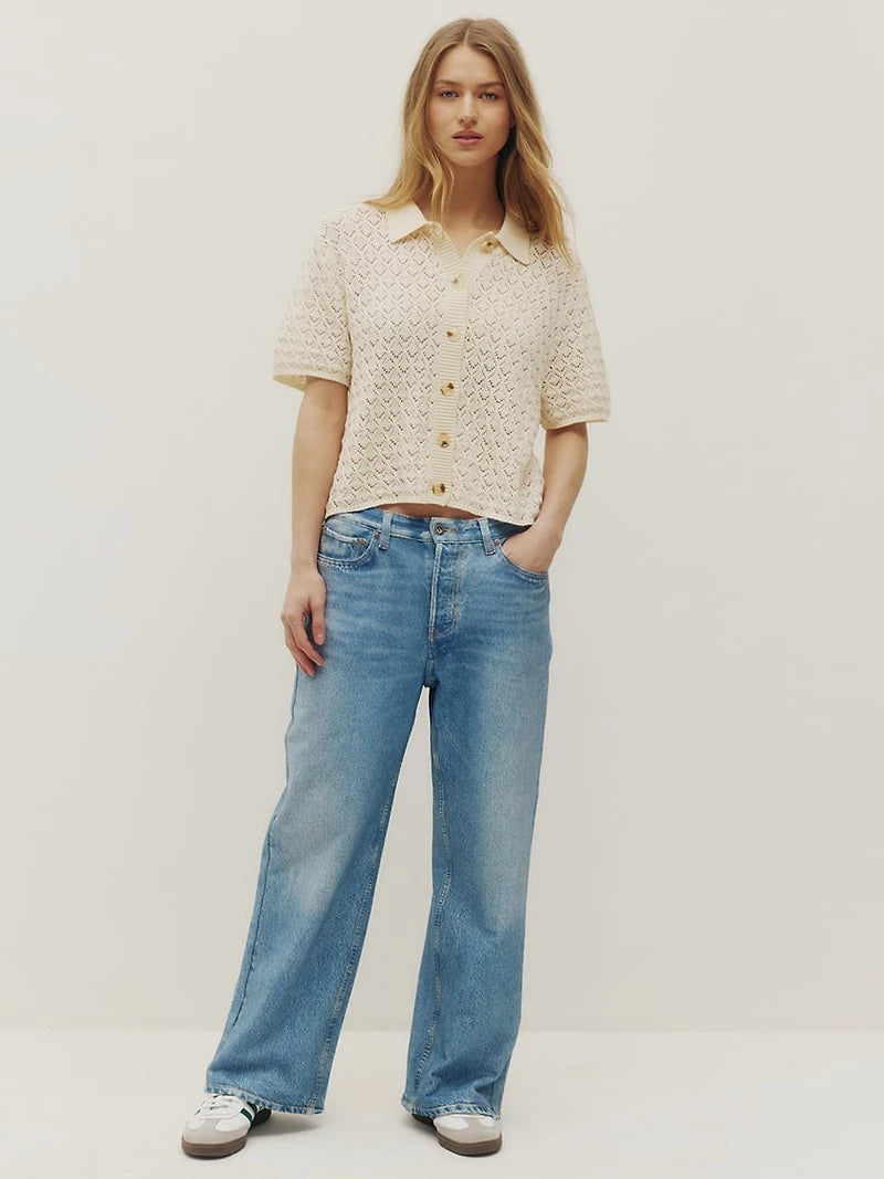 Monica Beach Crochet Shirt Cream Kuwalla Tee