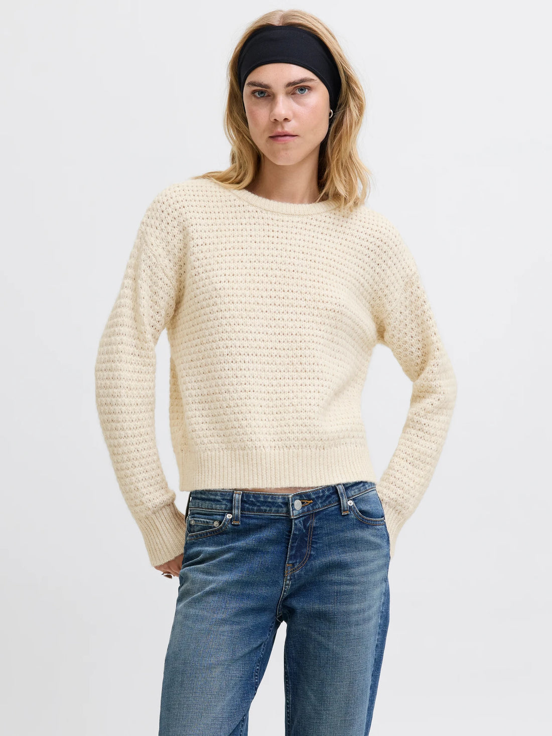 Pull Millie Structure Écru Fog JJXX