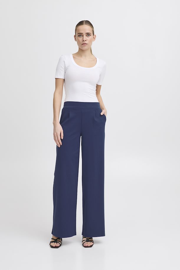 Trousers Kate Wide Long Medieval Blue Ichi
