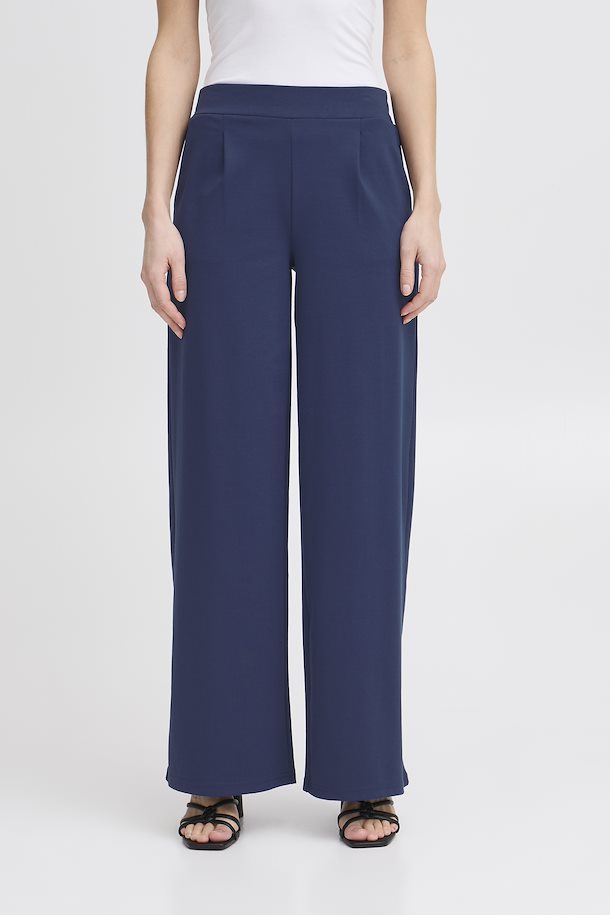 Trousers Kate Wide Long Medieval Blue Ichi