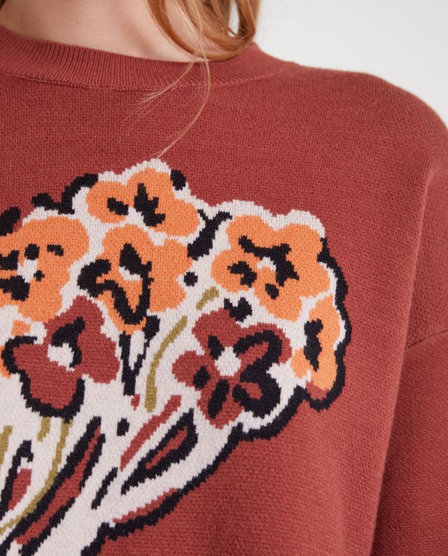 Chandail Bouquet Jacquard Brun Compania Fantastica