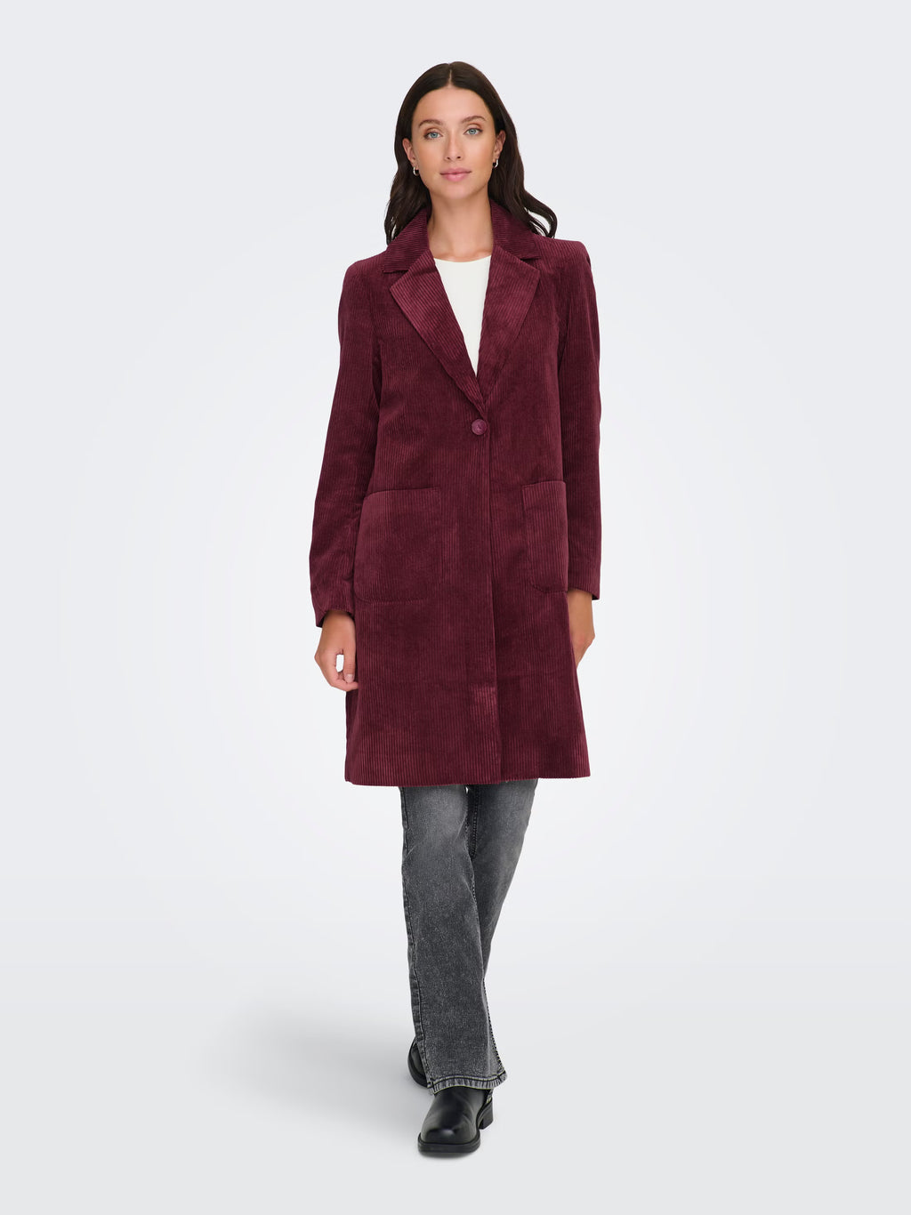 Manteau Astrid Cord Framboise Only