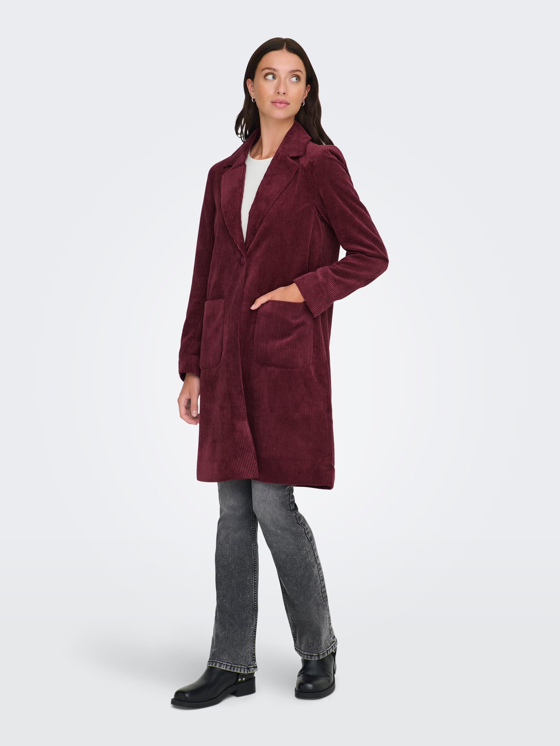 Manteau Astrid Cord Framboise Only