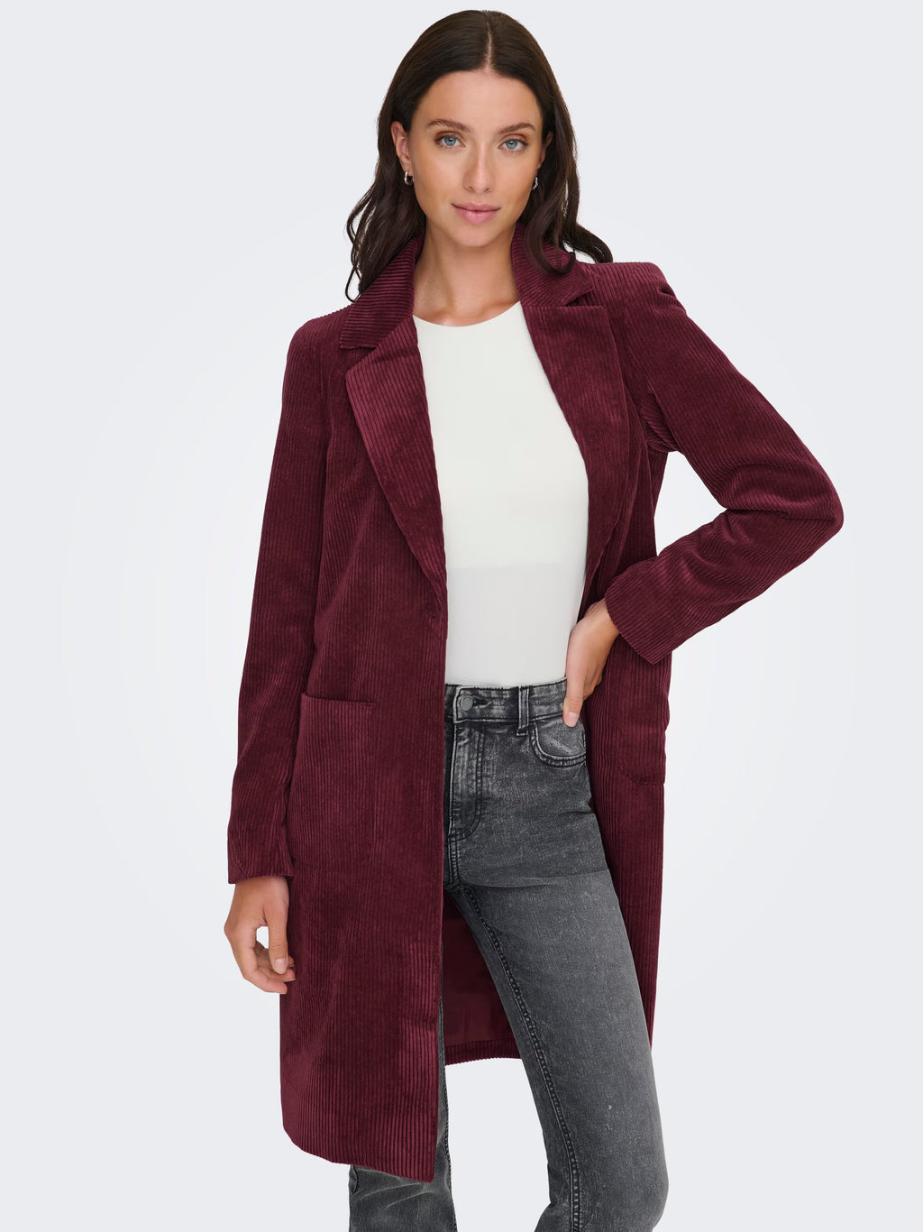 Manteau Astrid Cord Framboise Only
