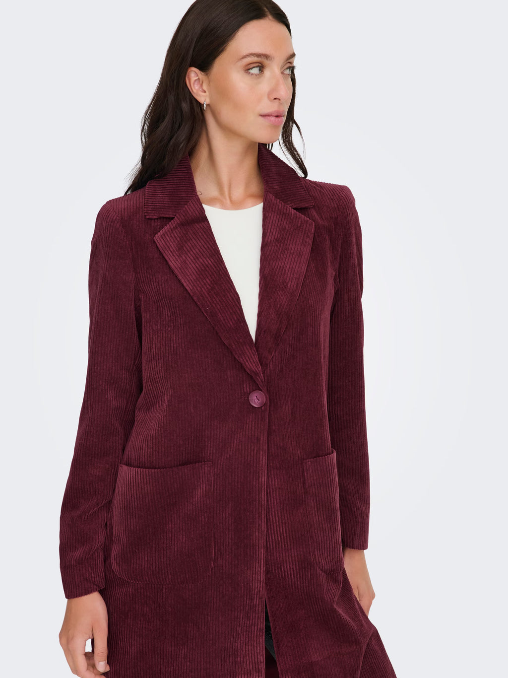 Manteau Astrid Cord Framboise Only