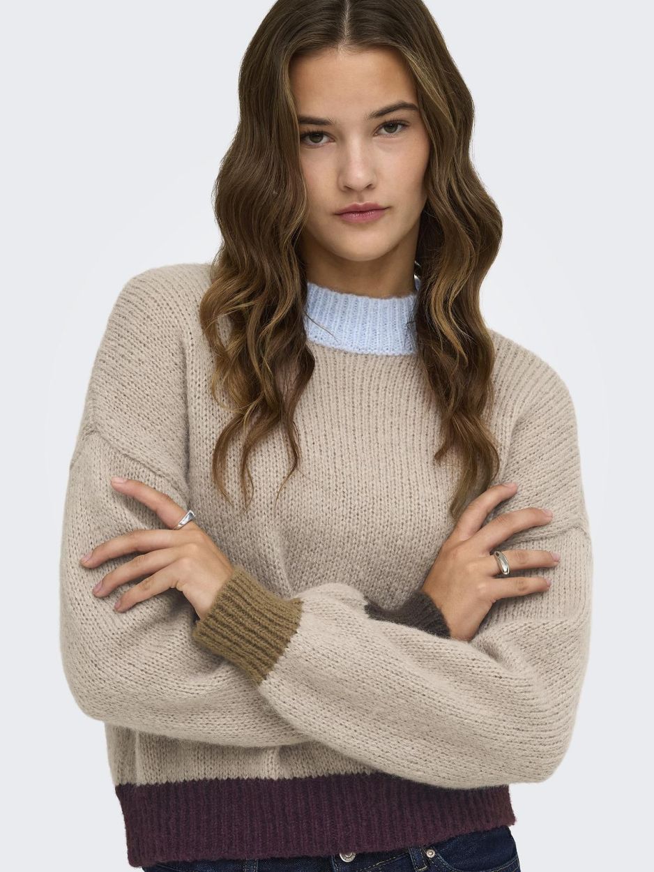 Pull Lolina Contrast Beige Café ONLY