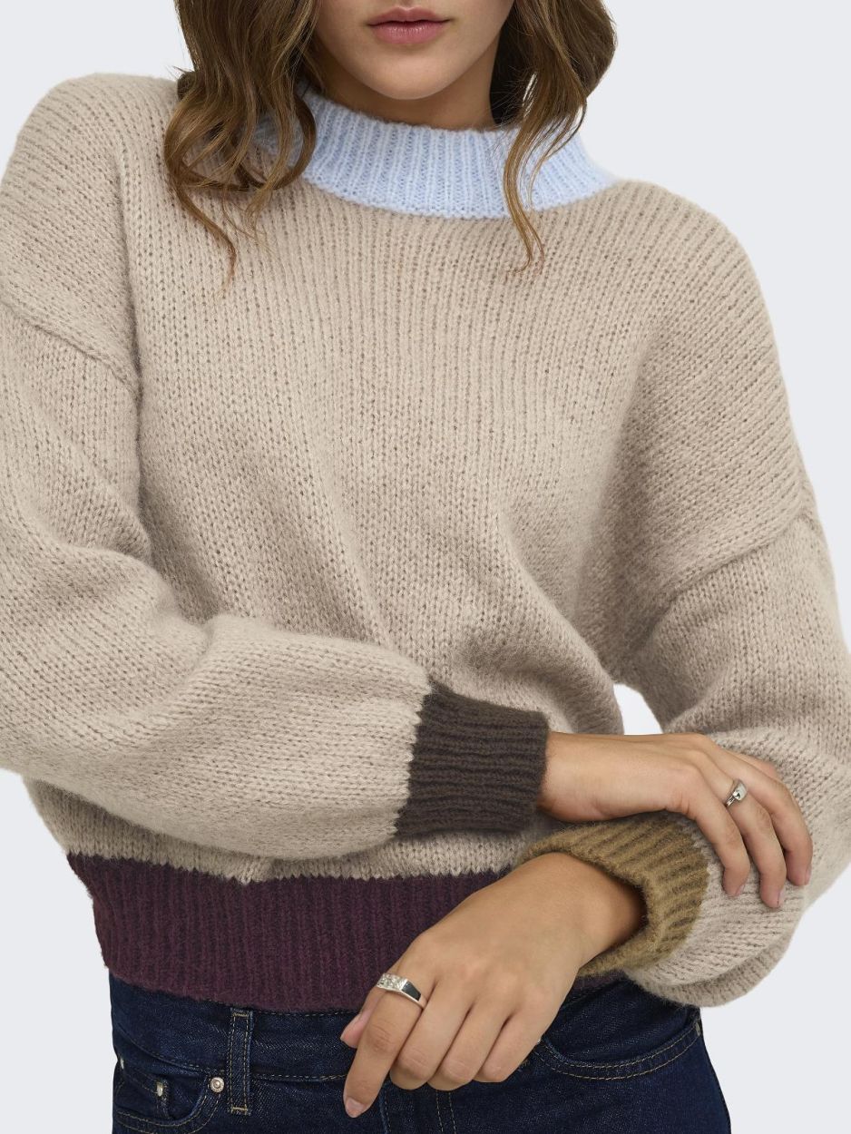 Pull Lolina Contrast Beige Café ONLY