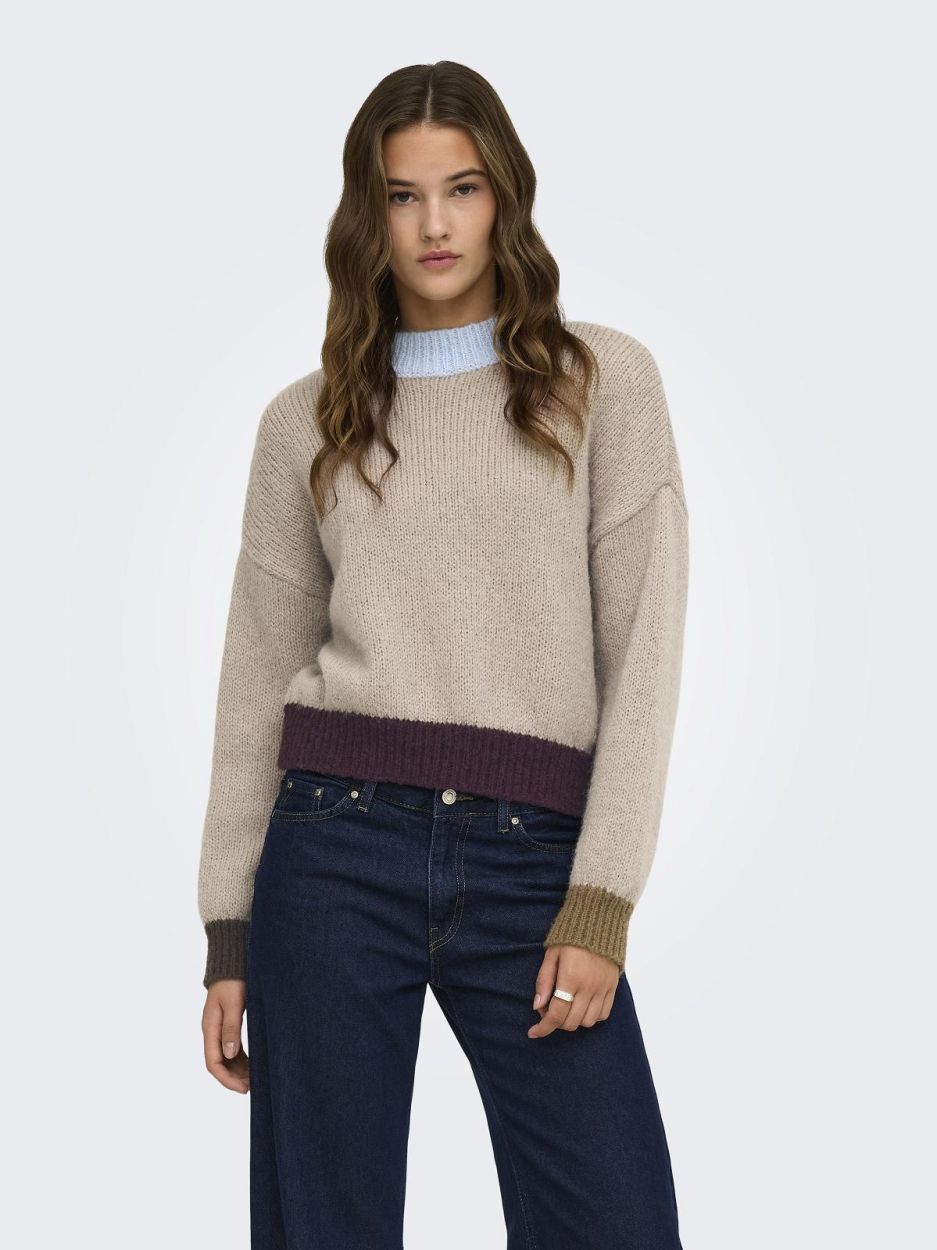Pull Lolina Contrast Beige Café ONLY