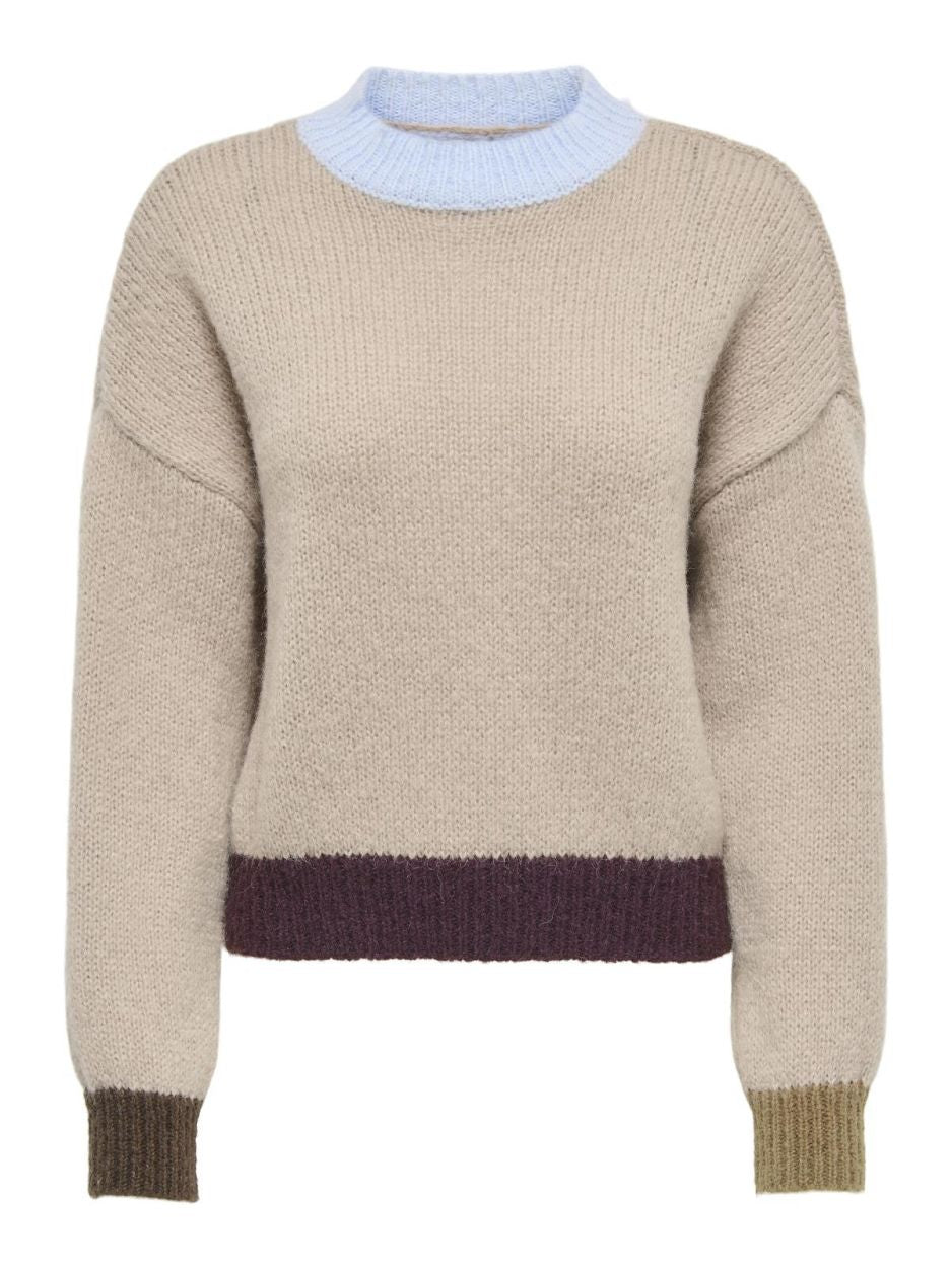 Pull Lolina Contrast Beige Café ONLY