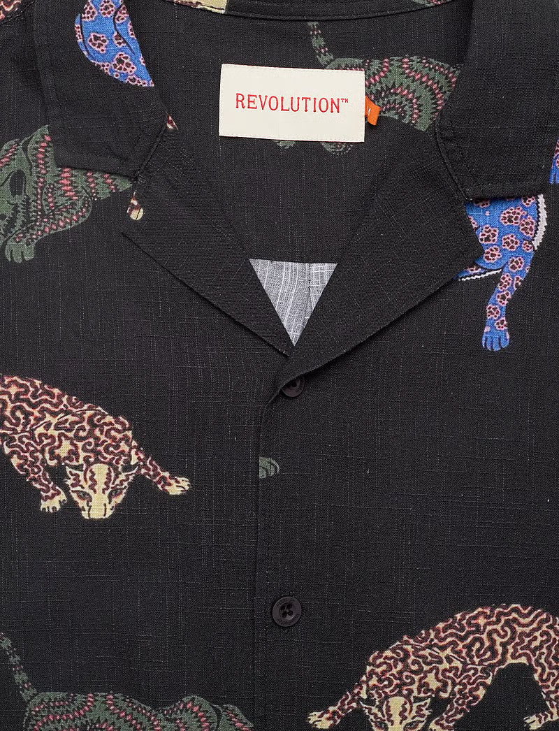 Chemise Cuban à Manches Courtes Noir RVLT