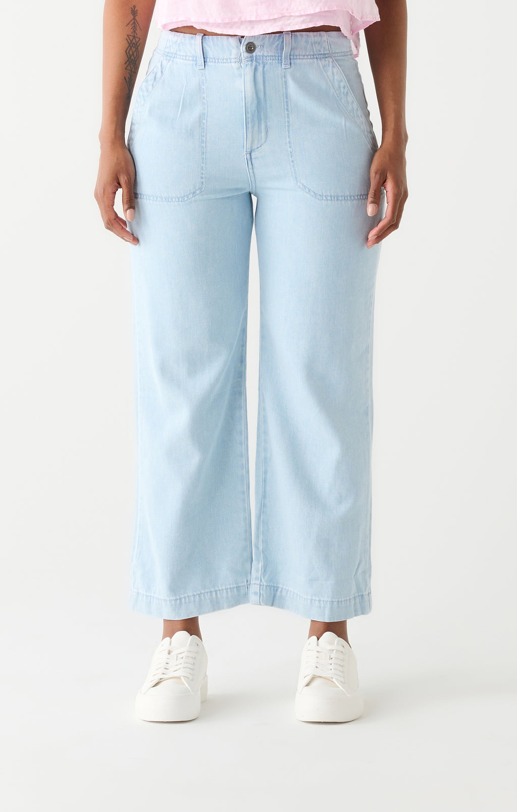 Dex Light Blue Utility Wide Leg Crop Jeans