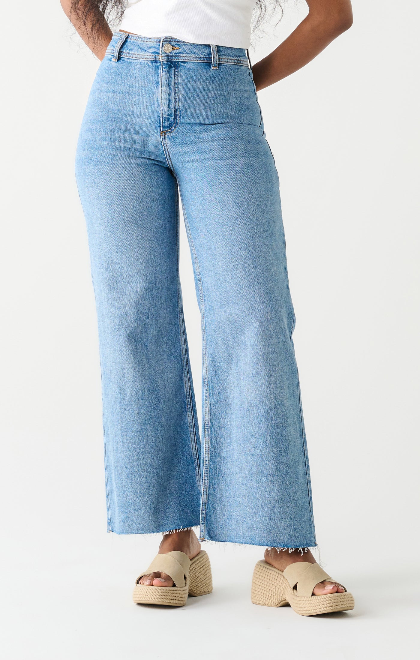 Jeans High Waist Culotte Med Blue Wash Dex