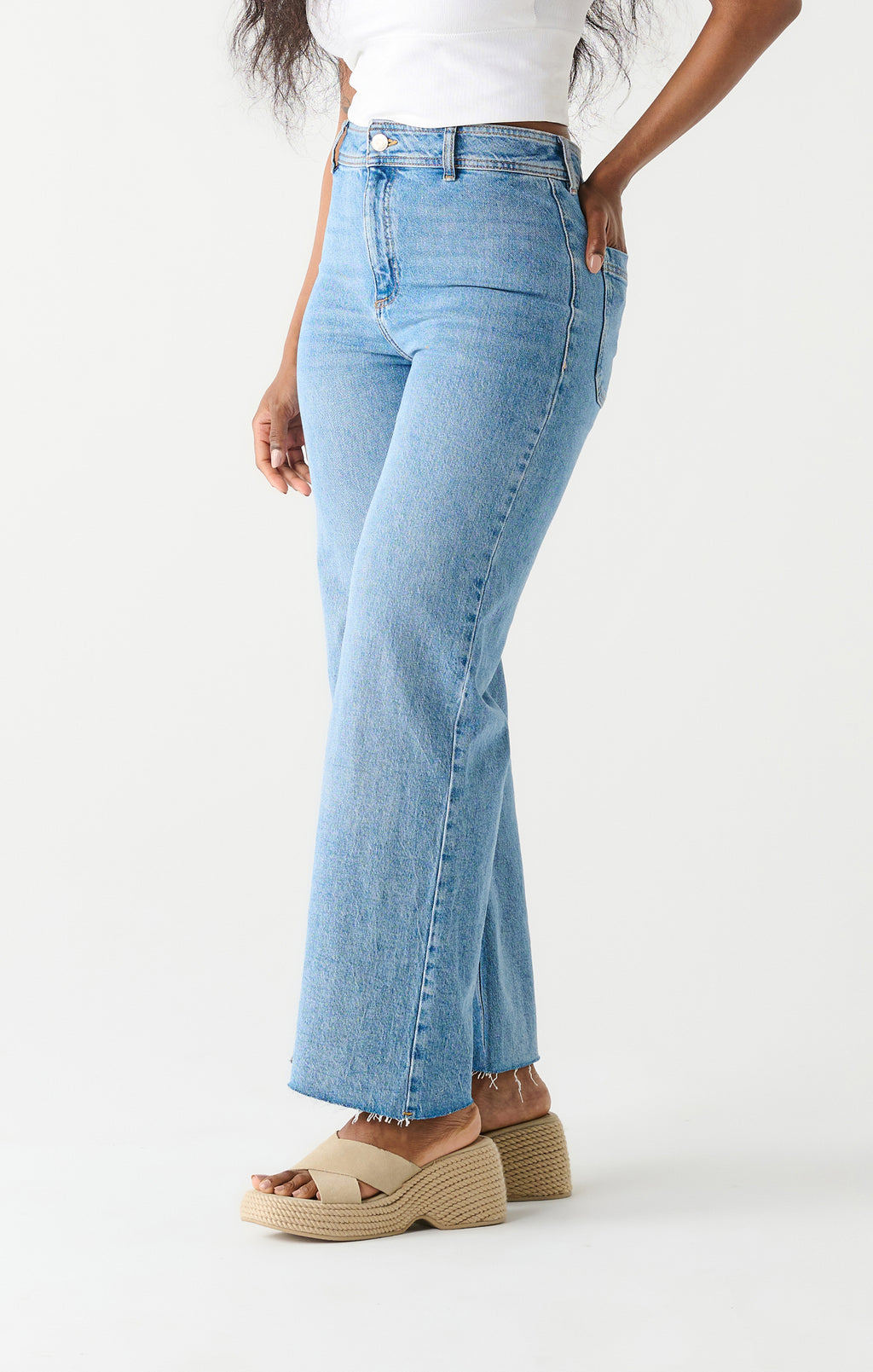Jeans High Waist Culotte Med Blue Wash Dex