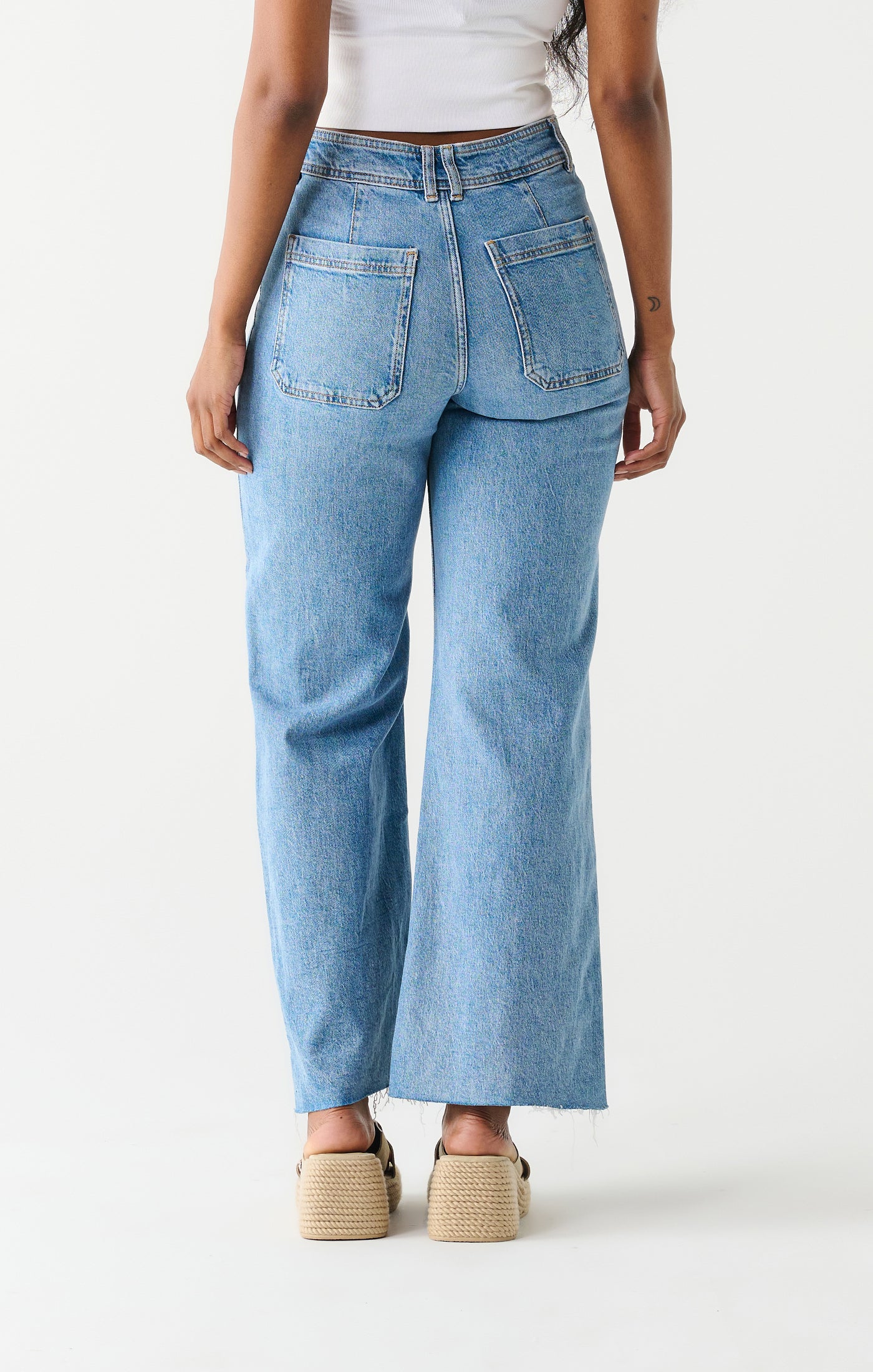 Jeans High Waist Culotte Med Blue Wash Dex