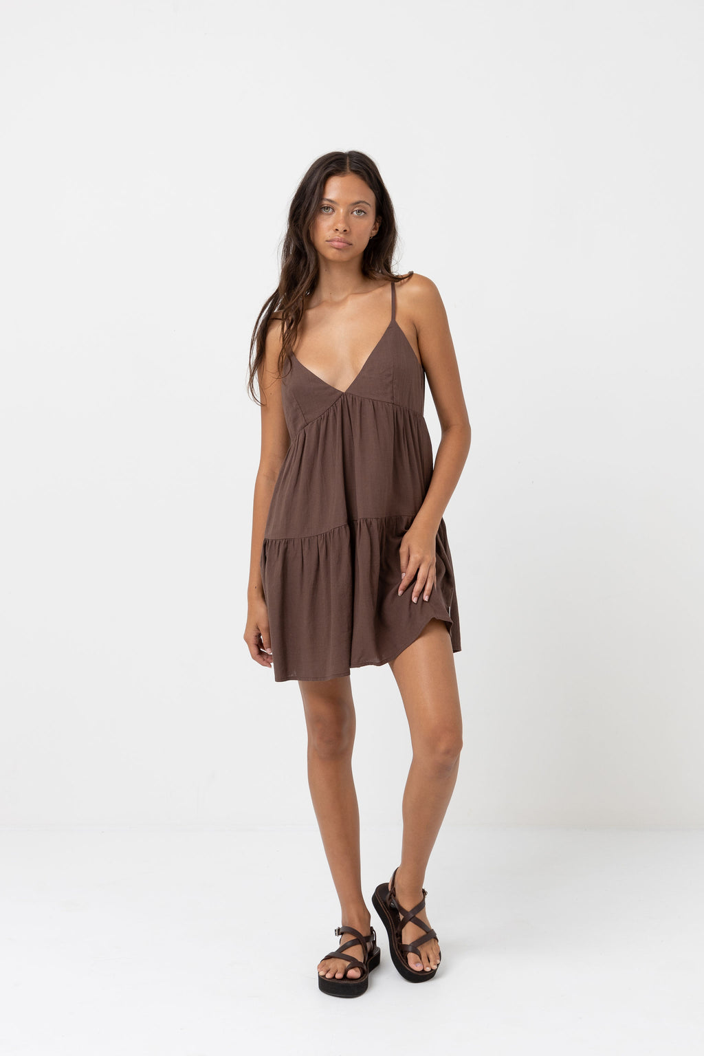Robe Classic Tiered Mini Brun Chocolat Rhythm