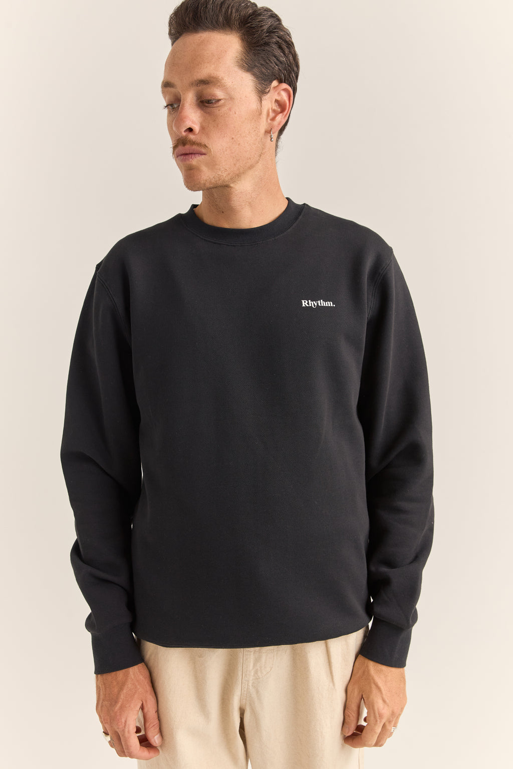 Rhythm Black Fleece Crew Sweatshirt