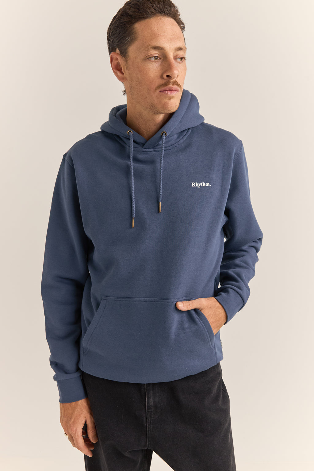 Rhythm Navy Blue Brand Fleece Hoodie