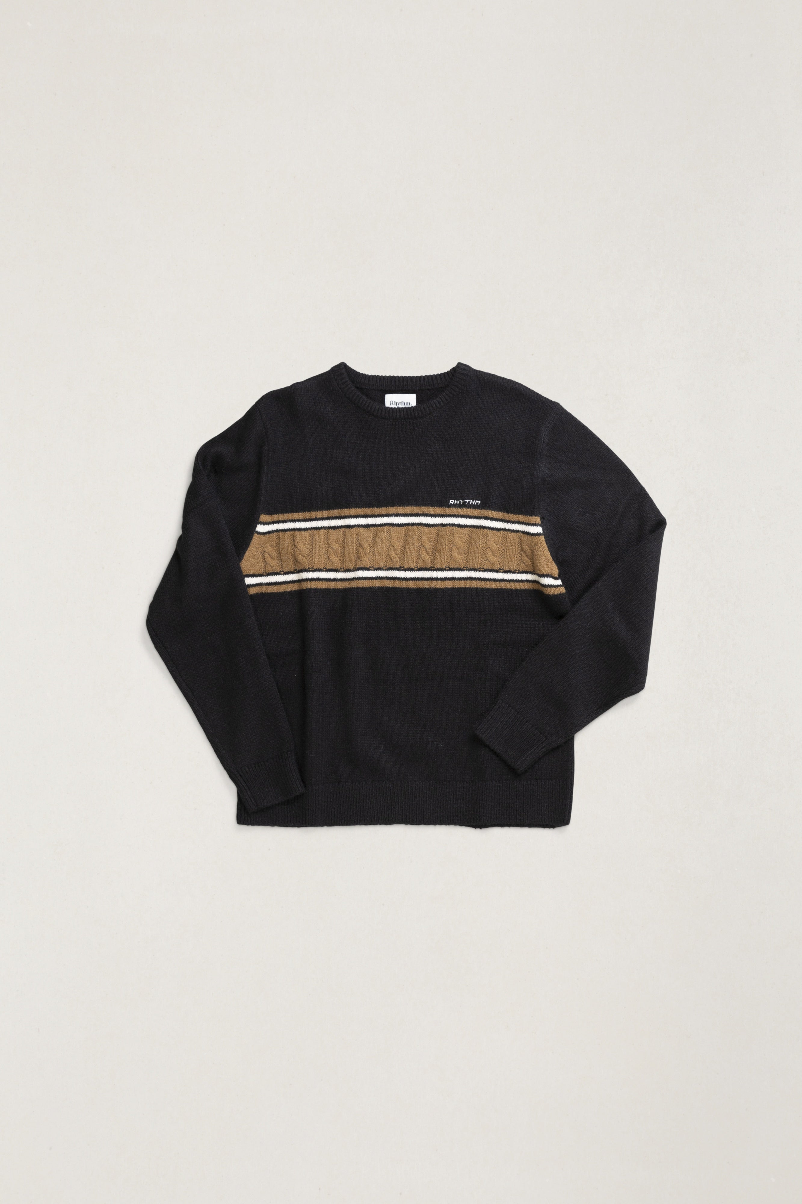 Chandail Mohair Stripe Knit Noir Rhythm