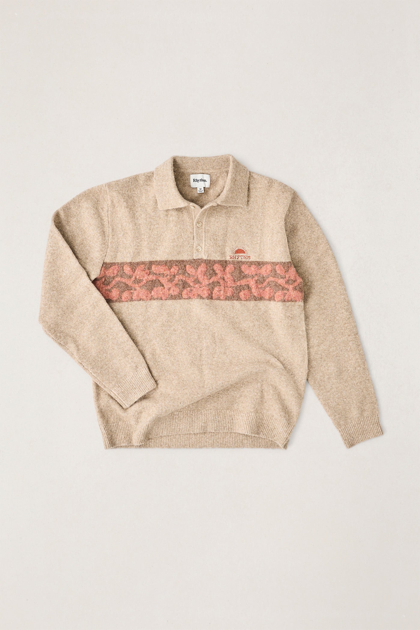 Chandail Floragraph Knit Beige Rhythm