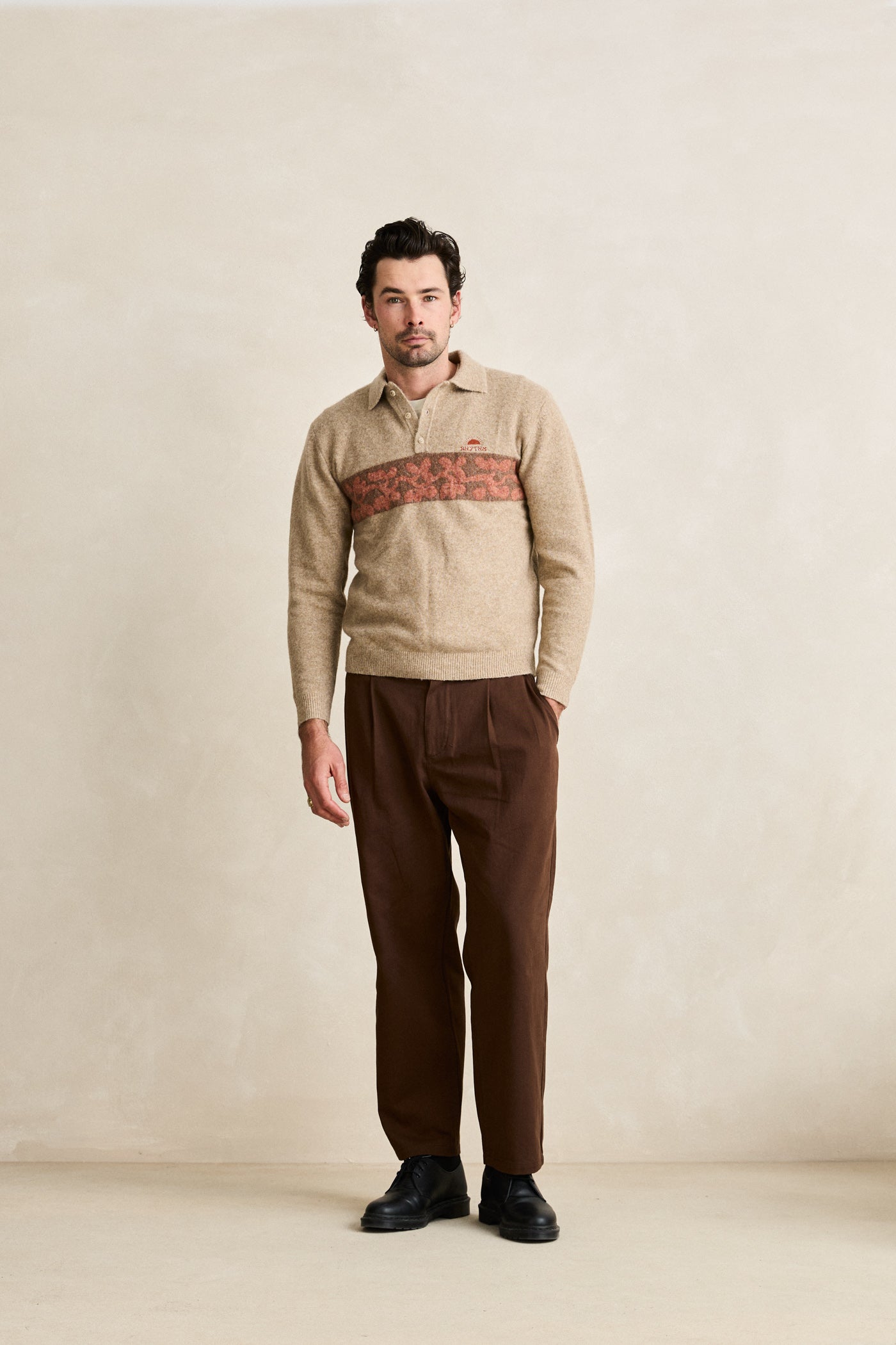 Chandail Floragraph Knit Beige Rhythm