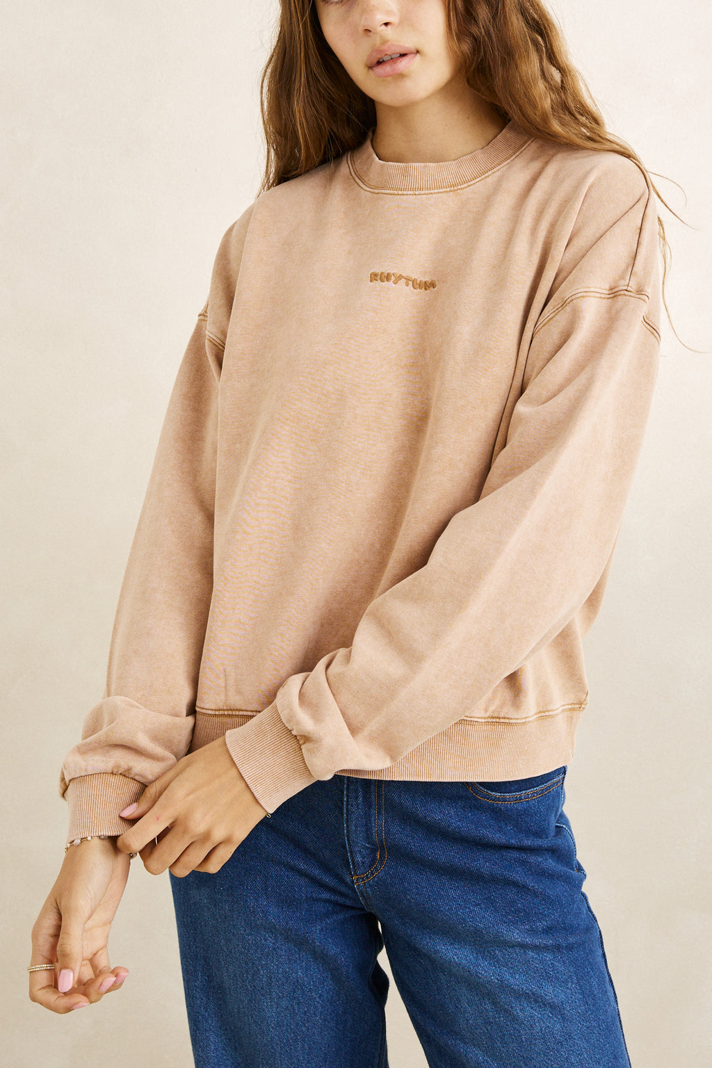 Pull Salt Wash Crew Fleece Beige Rhythm