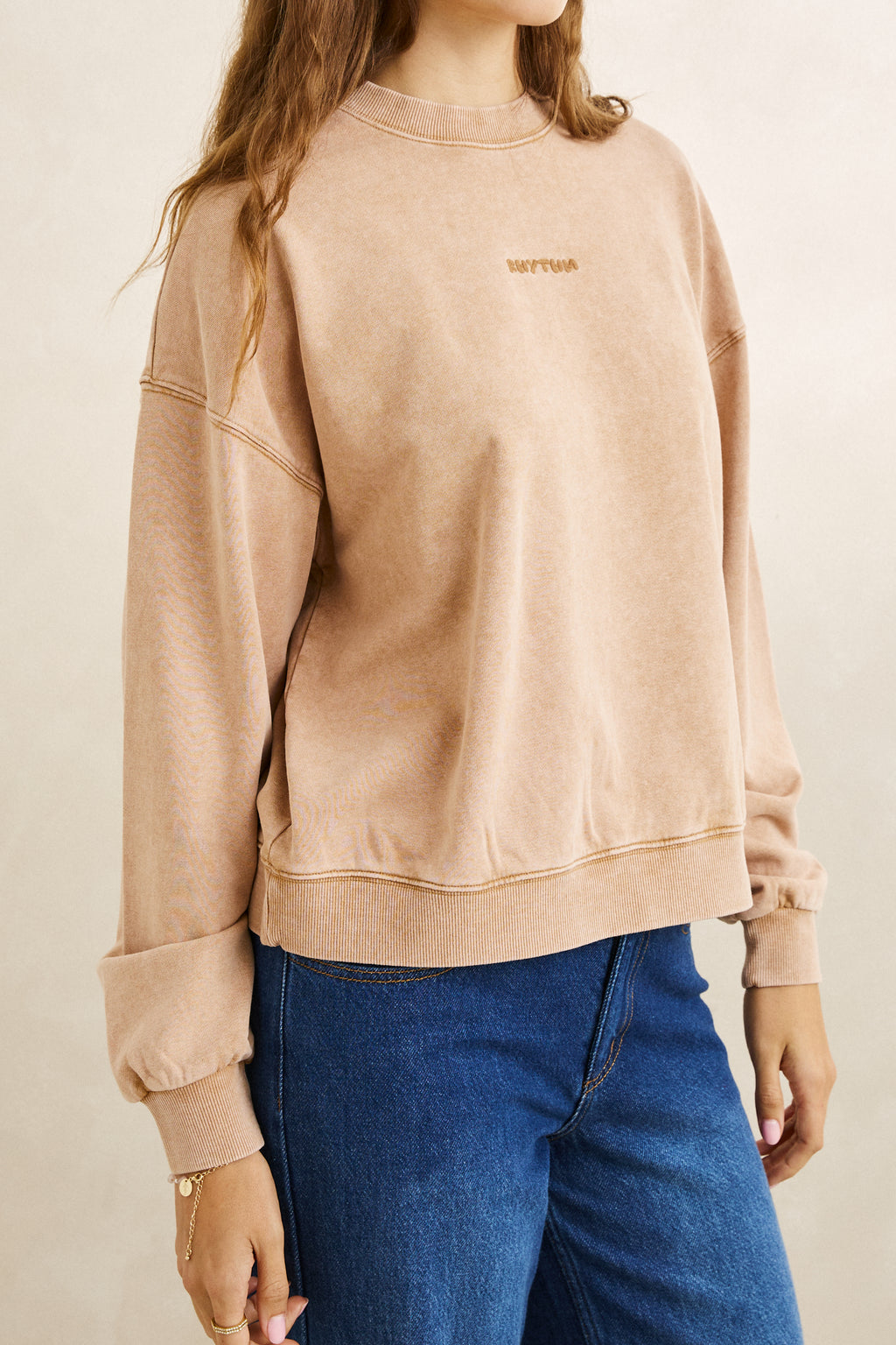 Pull Salt Wash Crew Fleece Beige Rhythm