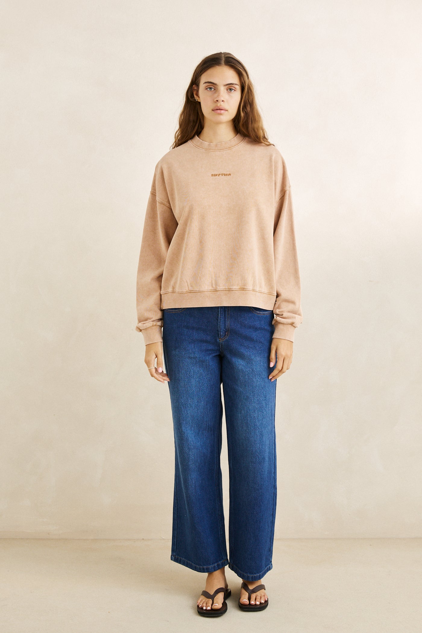 Pull Salt Wash Crew Fleece Beige Rhythm