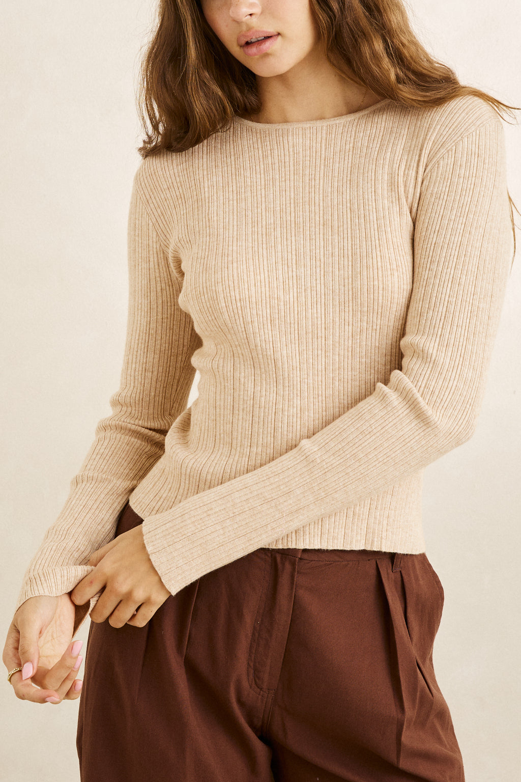 Haut Essential LS Knit Beige Rhythm