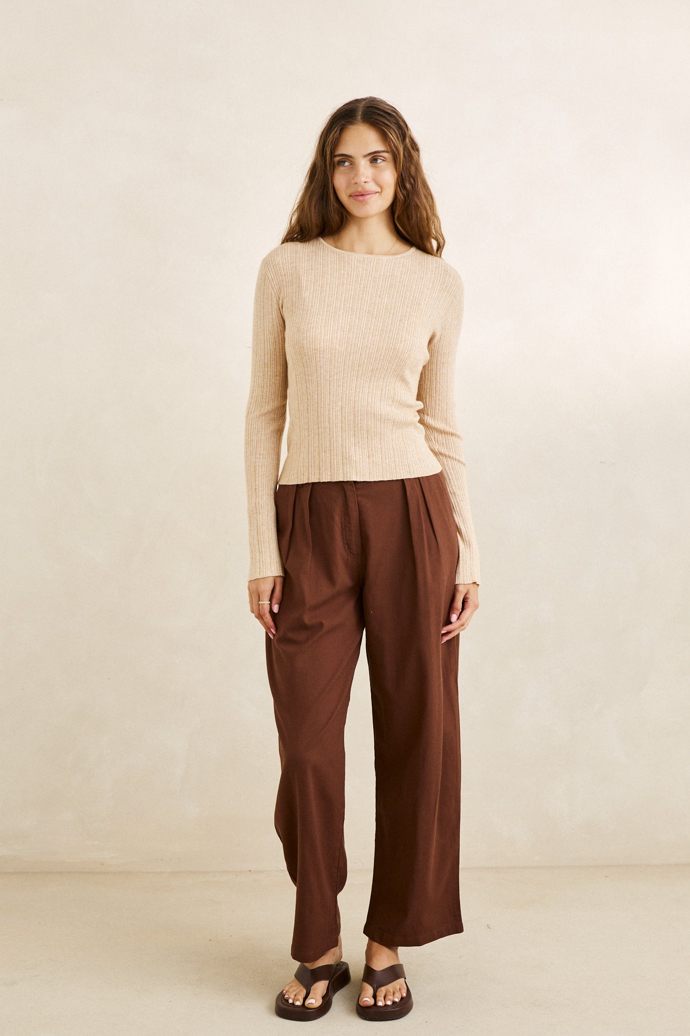 Haut Essential LS Knit Beige Rhythm