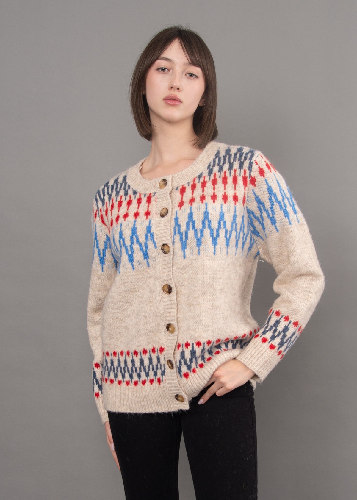 Cardigan Risa Jacquard Beige RD Style
