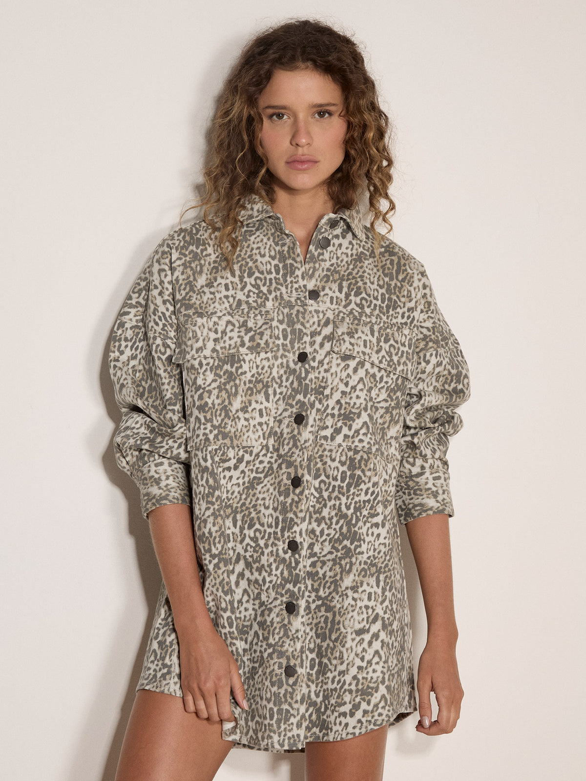 Robe Leopard Denim Apricot