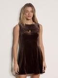 Robe Velvet Flare Brune Apricot